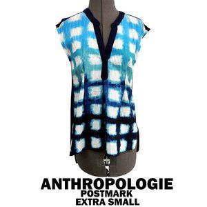 ANTHROPOLOGIE Sleeveless Top Tie Dye Look Blue XS